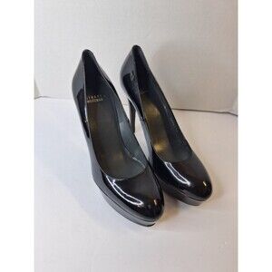 STUART WEITZMAN Heels Women's Sz 9.5M Black Patent Leather Platform Stiletto Y2K